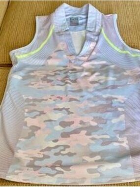 Lucky in Love Pastel Camo Tank with Neon Yellow Accent